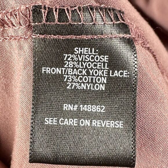 Torrid Mini Challis Ruffle Neck Shirt Dress Womens 3X Rose Taupe Pockets Lace - Picture 16 of 16